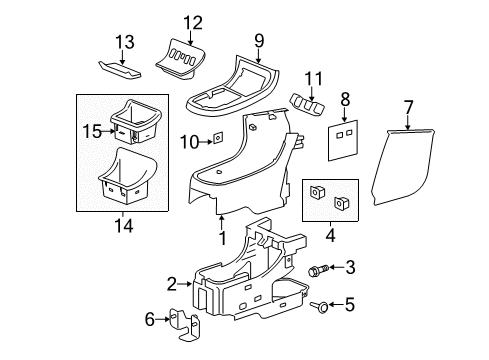 2010 Chevy HHR Front Console, Rear Console Diagram