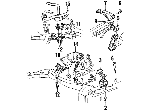 1994 Cadillac DeVille Engine & Trans Mounting Diagram