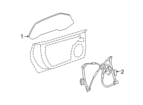 2008 Chevy Corvette Door - Glass & Hardware Diagram