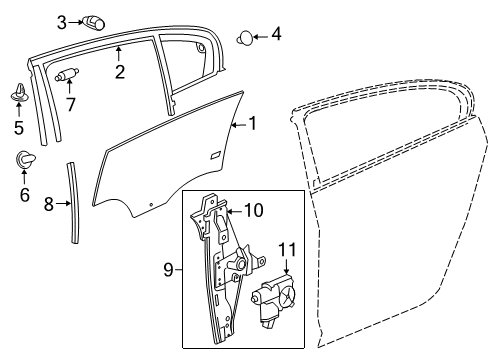 2017 Buick Regal Rear Door - Glass & Hardware Diagram