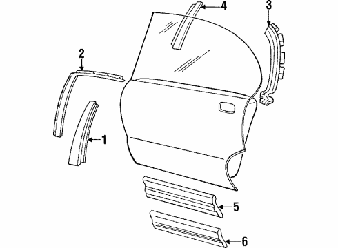1992 Pontiac Bonneville Lower Molding, Rear Passenger Side Diagram for 88891131