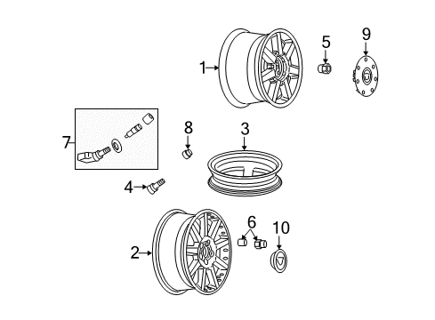 2005 Cadillac STS Wheels, Covers & Trim Diagram