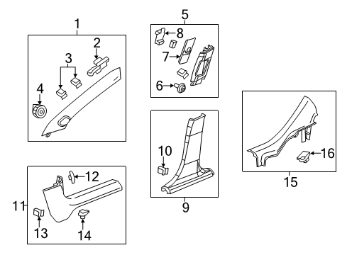 2017 Chevy Sonic Interior Trim - Pillars, Rocker & Floor Diagram