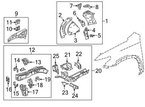2023 Chevy Traverse Structural Components & Rails Diagram