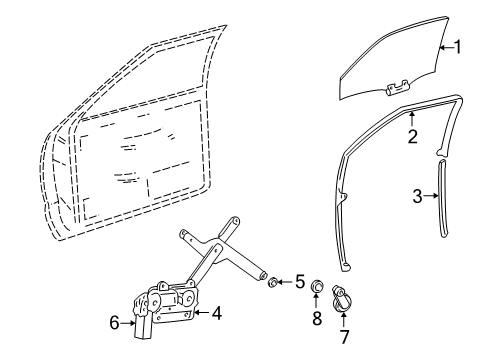 2004 Chevy S10 Front Door - Glass & Hardware Diagram