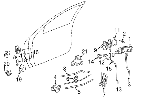 2005 Chevy Cavalier Front Door - Lock & Hardware Diagram