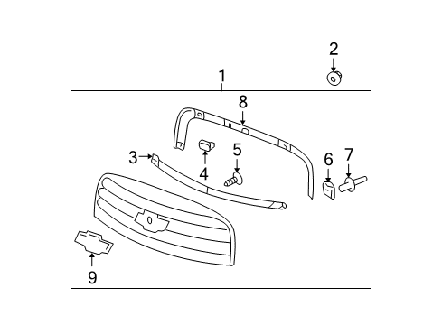 2010 Chevy HHR Grille & Components Diagram