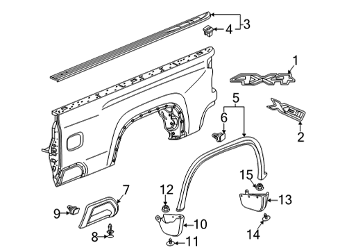 2022 GMC Sierra 3500 HD Exterior Trim - Pick Up Box Diagram 11 - Thumbnail