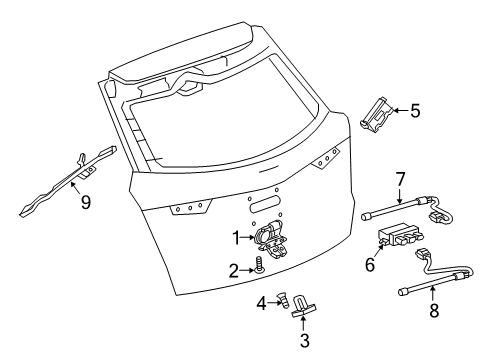 2022 Cadillac XT5 Lock & Hardware Diagram