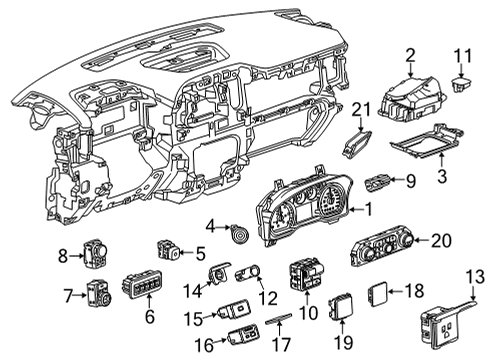 2022 GMC Sierra 3500 HD Cluster & Switches, Instrument Panel Diagram