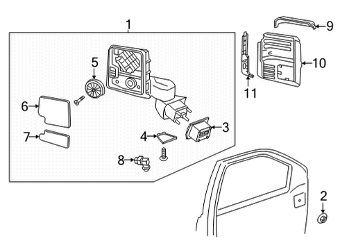 2021 GMC Sierra 3500 HD Mirror Assembly, Black, Rear Passenger Side Diagram for 84944532