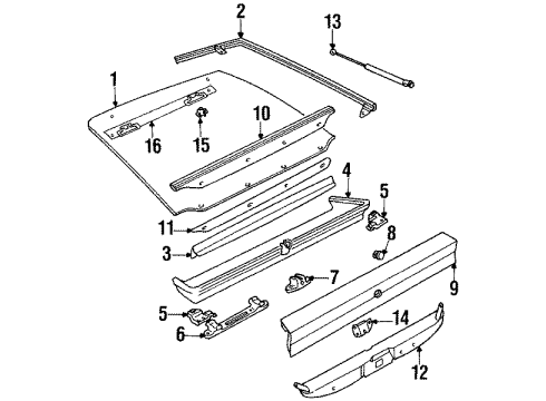 1985 Chevy Cavalier Lift Gate Glass, Hardware Diagram