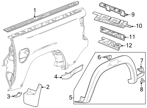 2023 Chevy Colorado Front Protector, Rear Outer Passenger Side Diagram for 85611373