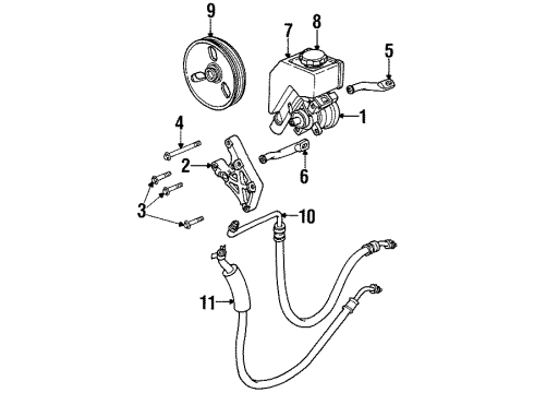 2001 Saturn SC1 P/S Pump & Hoses, Steering Gear & Linkage Diagram 4 - Thumbnail