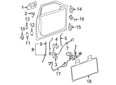 2011 Cadillac DTS Front Door - Lock & Hardware Diagram