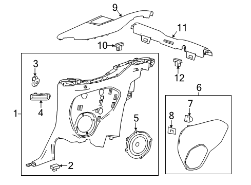 2019 Chevy Camaro Interior Trim - Quarter Panels Diagram 1 - Thumbnail