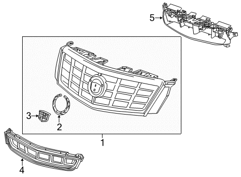 2013 Cadillac XTS Grille & Components Diagram