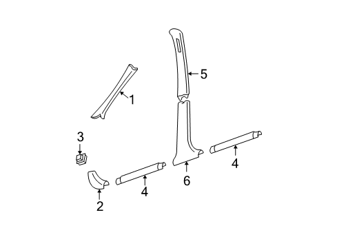 2004 Buick Regal Interior Trim - Pillars, Rocker & Floor Diagram