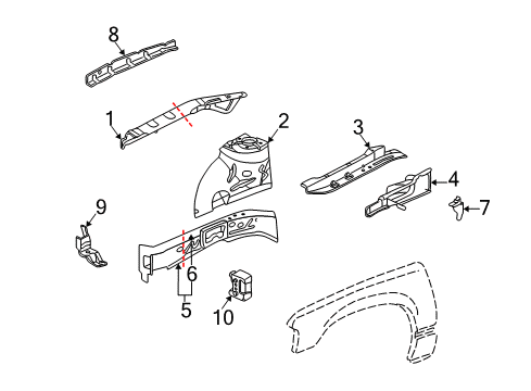2005 Buick Park Avenue Structural Components & Rails Diagram