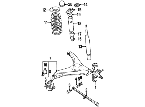 1999 Chevy Metro Rear Suspension Components, Lower Control Arm, Stabilizer Bar Diagram