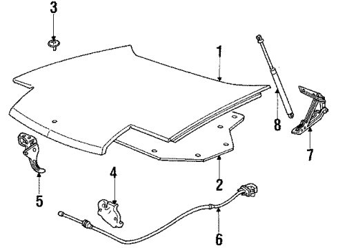 1988 Buick Reatta Hood & Components Diagram