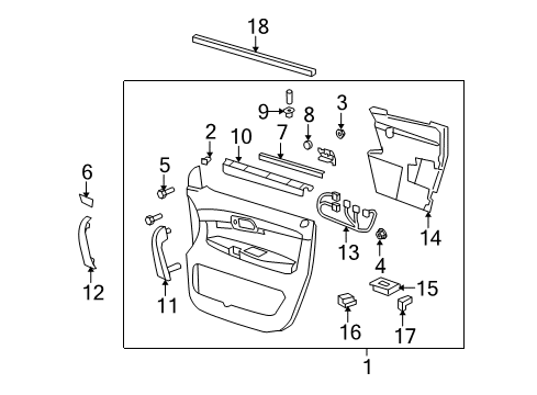 2007 Saturn Outlook Interior Trim - Front Door Diagram