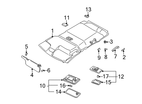 2004 Chevy Tracker Interior Trim - Roof Diagram