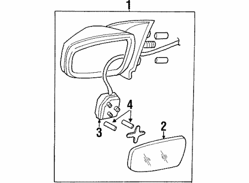 1998 Pontiac Grand Prix Mirror Glass, Rear Driver Side Diagram for 12530001