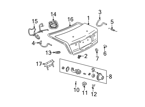 2000 Saturn LS1 Lock Cylinder, Rear Diagram for 15895602
