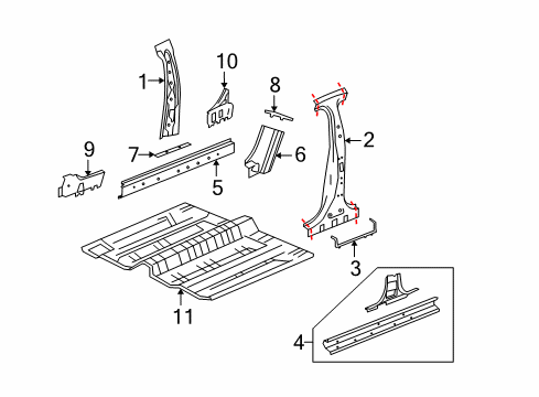 2012 Buick LaCrosse Center Pillar & Rocker, Floor Diagram