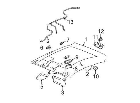 2005 Pontiac Grand Am Interior Trim - Roof Diagram