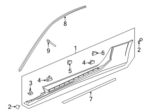 2017 Chevy Camaro Exterior Trim - Pillars, Rocker & Floor Diagram 1 - Thumbnail