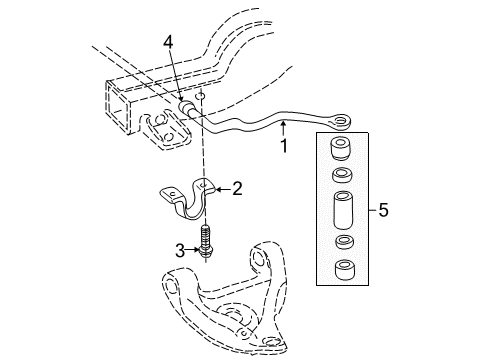 2000 GMC Jimmy Stabilizer Bar & Components - Front Diagram