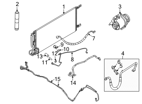2005 Saturn Relay A/C Condenser, Compressor & Lines Diagram