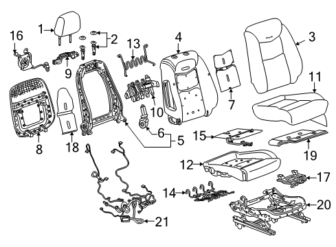 2024 Cadillac XT6 Passenger Seat Components Diagram