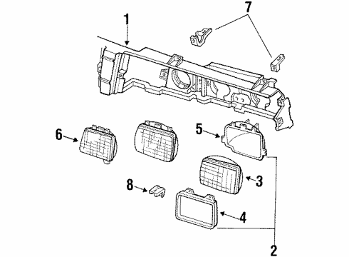 1985 Pontiac 6000 Headlamp Assembly, Driver Side Diagram for 16503497