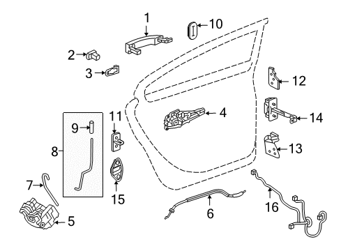 2017 Buick Regal Rear Door - Lock & Hardware Diagram