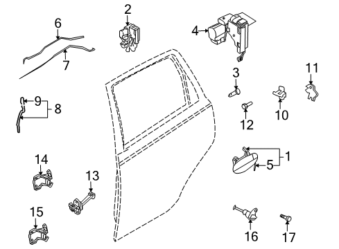 2010 Pontiac G3 Rear Door - Lock & Hardware Diagram