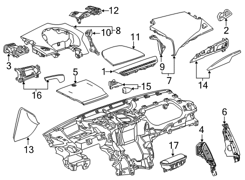 2013 Cadillac ATS Upper Trim, Brownstone, Passenger Side Diagram for 23455966