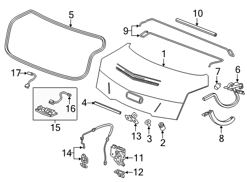 2016 Cadillac ATS Trunk Lid Diagram