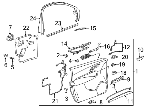 2024 Cadillac XT4 Interior Trim - Front Door Diagram
