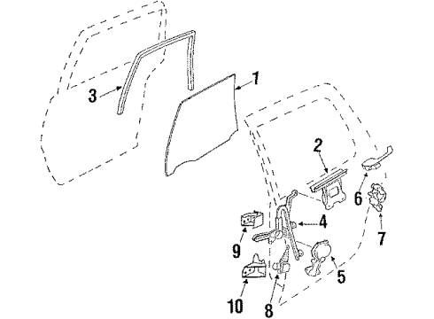 1987 Buick Electra Rear Door - Glass & Hardware Diagram