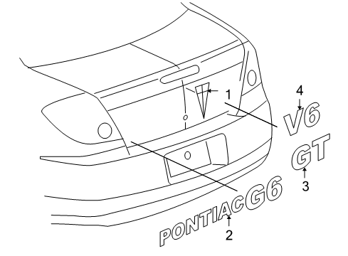2006 Pontiac G6 Exterior Trim - Trunk Lid Diagram