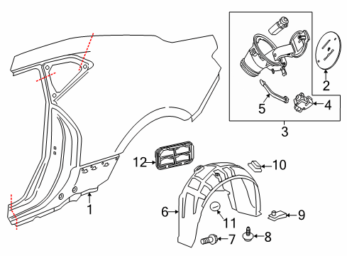 2022 Chevy Camaro Quarter Panel & Components Diagram