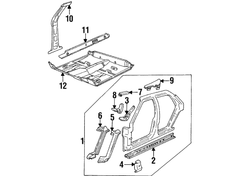 1997 Oldsmobile Regency Inner Rocker, Passenger Side Diagram for 25629081