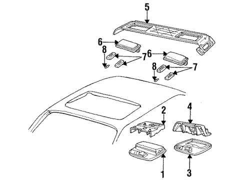 1994 Cadillac Fleetwood Console & Vanity Mirrors Diagram