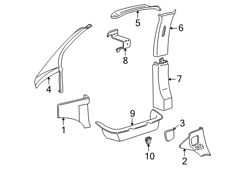 1999 Chevy Express 3500 Interior Trim - Pillars, Rocker & Floor Diagram