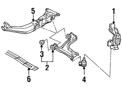 1994 Oldsmobile Achieva Front Suspension Components, Lower Control Arm, Stabilizer Bar Diagram