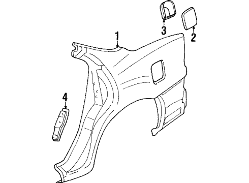 2002 Pontiac Grand Prix Quarter Panel & Components, Glass, Exterior Trim Diagram