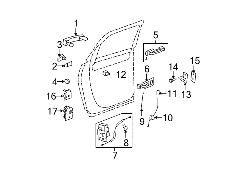 2007 GMC Acadia Lock Actuator, Rear Passenger Side Diagram for 19257148